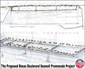 ロハス通り沿いの堤防を含めた再開発計画の完成予想図=MMDAのウェブサイトから
