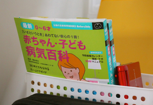 稲村さんの部屋に置かれた育児に関する本=ルソン地方カビテ州イムス市マラガサン・バランガイの稲村さん宅で冨田すみれ子写す