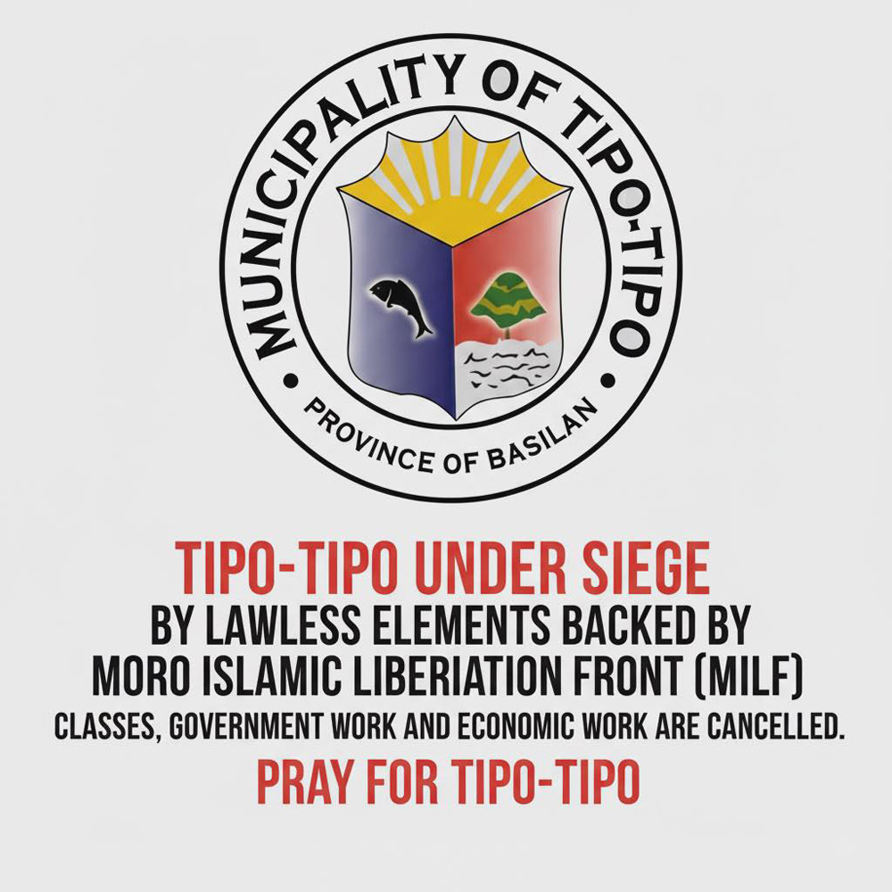 包囲戦を宣言したティポティポ町=同町公式SNSより